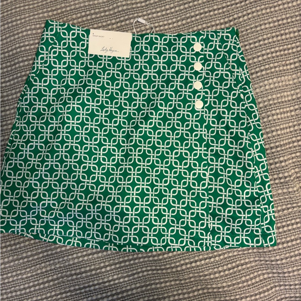 Lady Hagen Green and White Mini Skirt